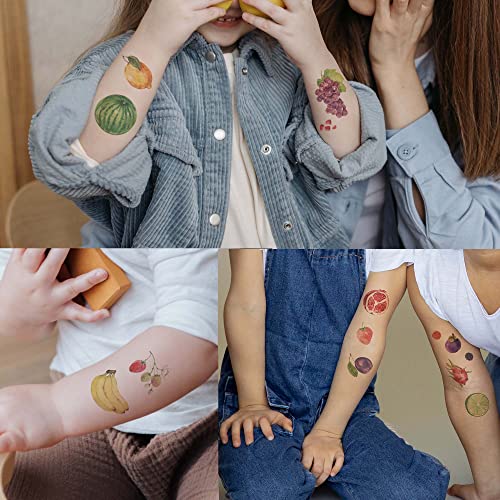 Everjoy realistične privremene tetovaže - 41 dizajn, 20 kom, vodootporne akvarelne plodove tetovaže za djecu