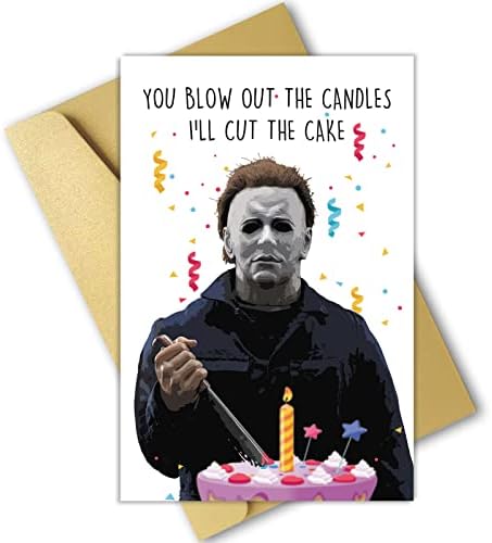 Funny Michael Myers rođendanska čestitka, ubica Bday kartica za njega nju, Scary film kartica za prijatelja