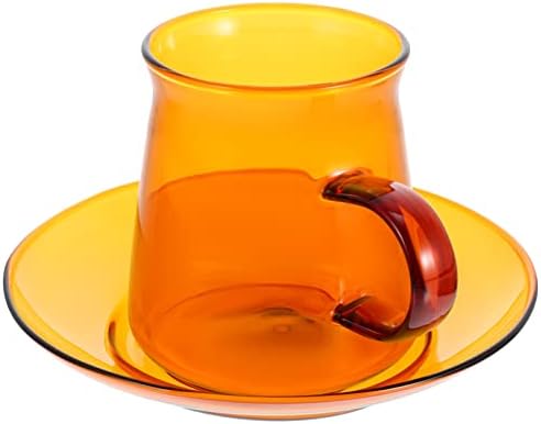 Vintage krigle kafe tanjir set staklene čaše za kavu Amber staklene čajne šalice za doručak Ploča za desertna ploča za kapućino Latte Cereal Mlijeko Početna stranica Uredska zabava 300ml