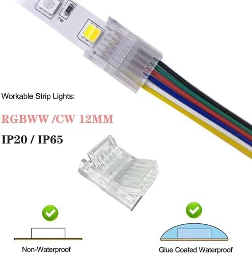 Ayongyong 10 pakovanja od 6-pinskih RGB LED traka 12mm bežični bešavni adapter za zavarivanje terminala Extender za SMD 5050 multibolor LED traka 12mm RGBW LED traka svjetlosne boje