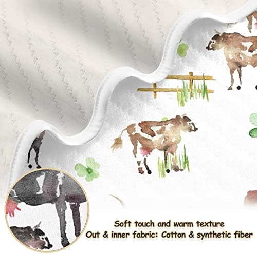 Swaddle pokrivane farme krave Shamrocks Pamučni pokrivač za dojenčad, primanje pokrivača, lagana mekana prekrivačica