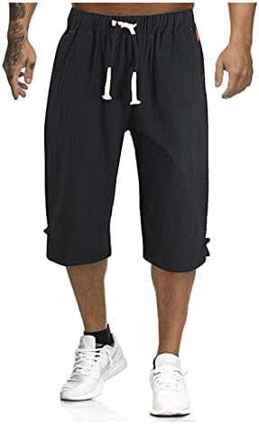 Muške kratke hlače Muške labave kravate pamučne posteljine casual pantalone Elastične struke hlače na plaži na obrezivanje sportskih kratkih hlača za muškarce