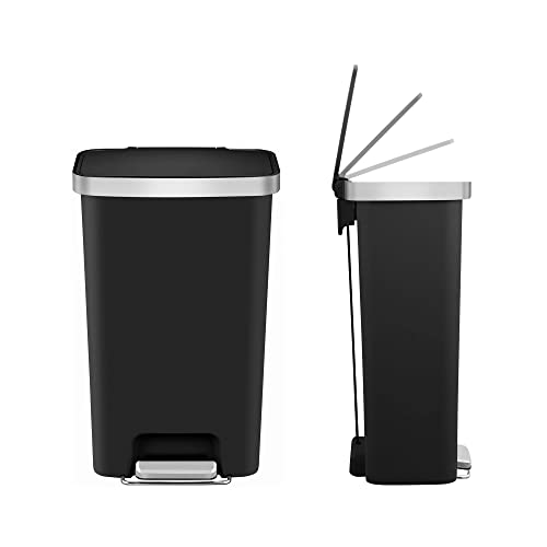 Crna plastična kan za smeće, 11,9 galona kuhinjska kamena kante za smeće bin, otpadne posude, plastična