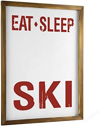 Vinmea Home Decor Decor Wood Sign Jedite spavanje i skijanje Frammed Wood, mustikalni zidni umjetnički