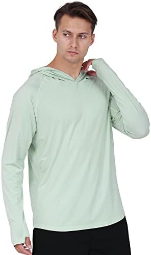 netdraw Muška Ultra-meka bambusova majica s kapuljačom UPF 50+ Dugi rukav za zaštitu od sunca lagana SPF UV košulja za planinarenje