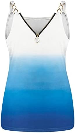 Ženske Majice Bez Rukava Casual Labave Tunike Ljetni Vrhovi V Vrat Trening Vrhovi Slatka Štampana Vježba Majica Svijetlo Plava