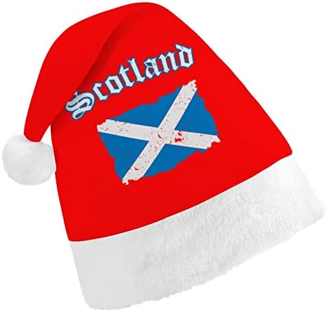 Vintage Škotska Zastava Funny Božić šešir Santa Claus kape kratki pliš sa bijelim manžetama