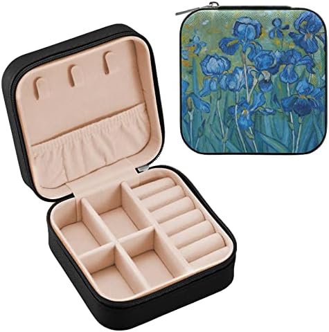 Wellday nakit Box Blue Cvijet uzorak Prijenosni nakit Travel Case Organizer Torba za odlaganje za odlaganje,