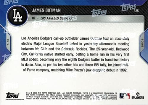 2022 Topps Now Baseball 625 James Outman Dodgers kartica prije početnika-napravljeno samo 2,034