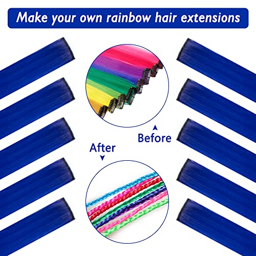 20 inča kopča u boji u ekstenzijama za kosu 10kom ravna kosa sintetički ukosnice za Party Highlight Blue