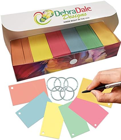 DEBRA DALE dizajnira male prazne Flash kartice-probušene prstenovima - 2 x 3,5 - 6 bilježnica pastelnih boja - kutija od 1.000-standardna zaliha indeksne kartice 110# - putna kutija za skladištenje sa priloženim poklopcem