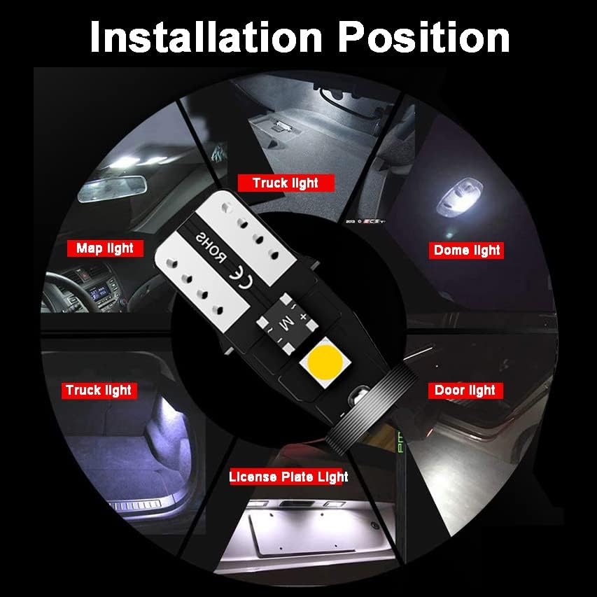 FAXCARS 194 LED sijalica Bijela 6000K, registarske tablice 300% svjetlije T10 168 2825 W5W LED sijalice