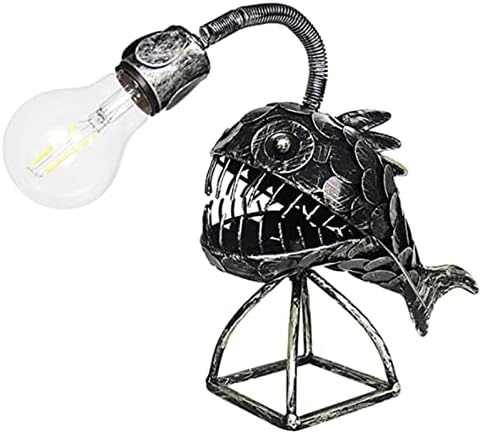 Riblji svjetiljka metalni ukras rustikalna USB riblje lampica za ribu, kafele Snaga Steampunk stil stolna svjetiljka, ručno rađene noći svjetla lampica za knjige Noćni ormarić Industrijski kreativni dekor
