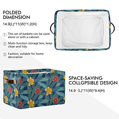 Pravougaona kanta za odlaganje tropskih Palminih listova cvjetna platnena tkanina sa ručkama-kanta za organizatore tkanine za sklopivi dekor igraonice