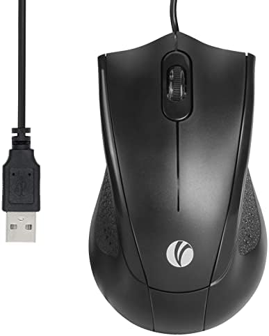 VCOM žičani USB miš sa kablom od 6 stopa & 1200 DPI, desna ili lijeva upotreba ruku za rad kući, ergonomski optički miš sa 3 dugmeta kompatibilan sa PC laptop računarima Desktop računar Windows Vista Linux, Crna