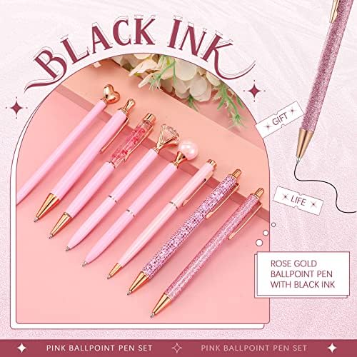 8 komada Pink hemijska olovka Set Metal Crystal Diamond Pen Liquid Sand Glitter Pen Fancy olovke uvlačenje