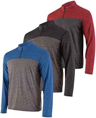 Prave esencijali 3 Pakovanje: Muška suho-fit aktivna četvrtina Zip dugih rukava atletski pulover performansi