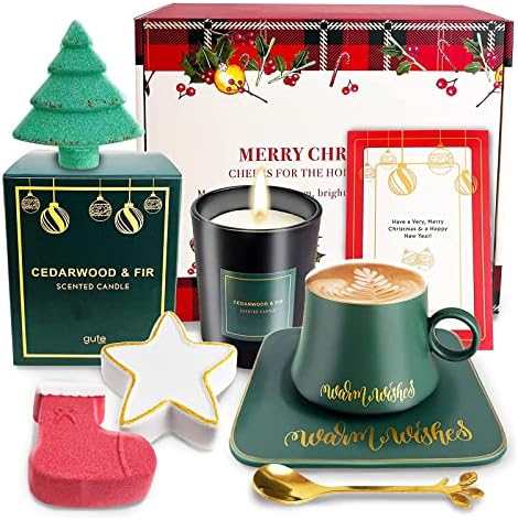 Božićni poklon kutija - Xmas Relaxing Spa poklon košare za žene - kupatilo za kupelj za kupelj za kavu, mirisna svijeća i personalizirana kartica - čarape za čarape, jedinstveni praznici pokloni, djevojka, supruga, mama