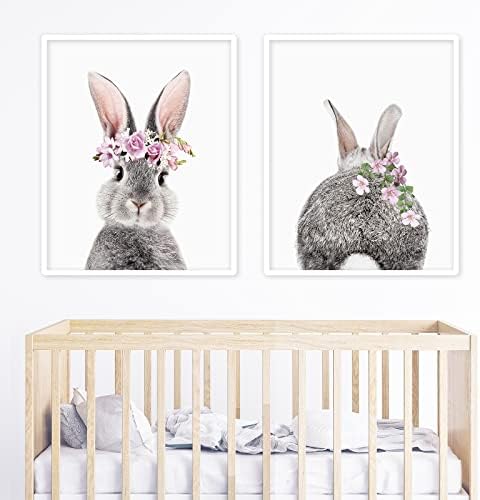 AnyDesign 2kom Uskršnja zečica zid Art Prints Baby Bunny Rabbit Art Poster Baby Animals rasadnik