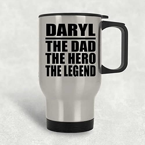 Dizajnirajte Daryl The Ota The Hero The Legend, Silver Travel Cug 14oz nehrđajući čelik Izolirani