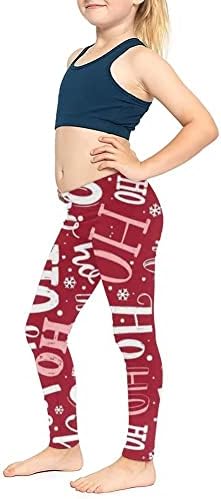 Fkelyi Little Girls High Struk Božićne joge hlače Sportske pantalone Stretch gamaše Dugi kapris