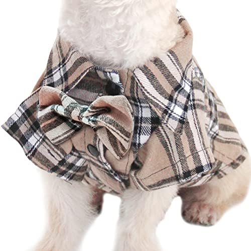 Meka karirana Dog Shirt, prozračna pamučna nežna Casual Odeća za kućne ljubimce štenad majice za male pse i