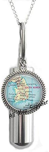 AllMapsupplier modna kremacija urna ogrlica, Južna Koreja Karta Urn, Južna Koreja Karta Kremat Urn ogrlica,