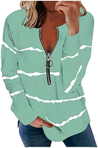 Ženska Slouchy Dugi rukav Tee Shirt vrhovi pola Zip pulover žene labave haljine Casual Tunic Duks Tshirt