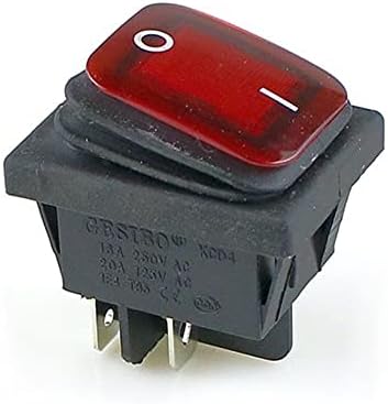 FACDEM KCD4 Crni crveni zeleni rocker vodootporni prekidač za napajanje 2 Položaj na 4 pinove sa svjetlom