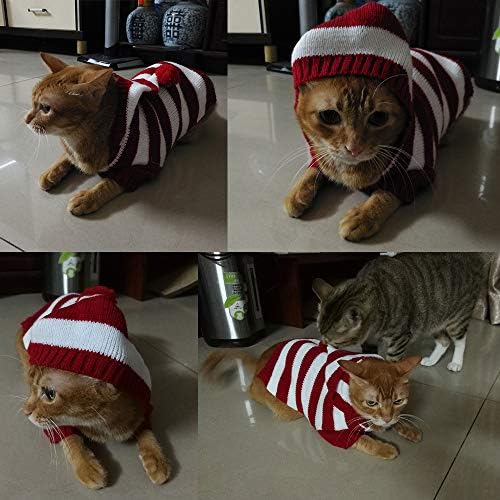 Dunison džemper za mačku pruge s duksevima za božićnu dukseru Zimska odjeća za kućne ljubimce Xmas štene