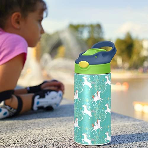 Goody Jednorno zelena boca za vodu, izolirane boce za vodu od nehrđajućeg čelika sa slamnim poklopcem, 12 oz BPA-bez propuštanja za ispuštanje te Thermos za dječake
