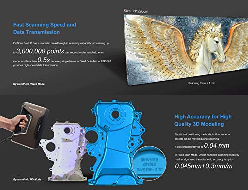 2022 [Einscan Pro HD] Shining3D Handheld 3D skener sa 3D sprejom za skeniranje, tačnosti 0.045