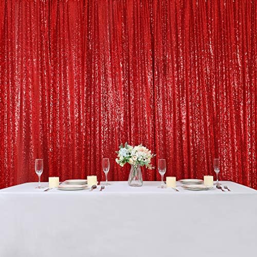 Hahuho crvena pozadina sa šljokicama, 2 kom 2ftx8ft svjetlucava pozadina za zabave, Božić, vjenčanje, dekoracija za zabave (2 panela, 2ft x 8FT, Crvena