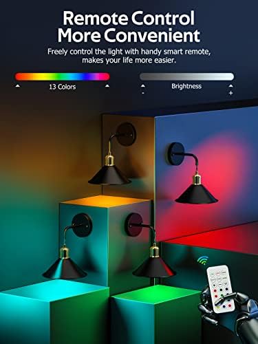Zidna svijećnjaka na baterije, bežična zidna svjetla Set od 2, 13 RGB boja zidna lampa sa mogućnošću