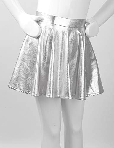 Qinciao Girls 'Dječji sjajni metalik plašeni plesni klizač mini suknje Visoko struk atletske skuterske suknje Skort