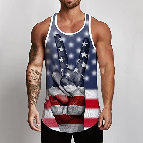 BMISEGM Summer Muška majica Muški povremeni tenkovi Američka zastava Print Print bez rukava Patriotske
