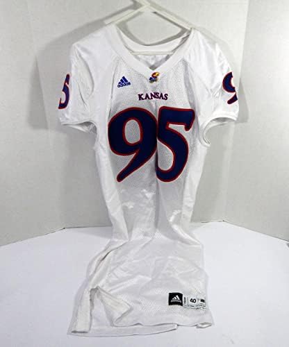 2009 Kansas Jayhawks 95 Igra izdana bijeli dres 40 DP39305 - Koledž za kolekciju Korištena