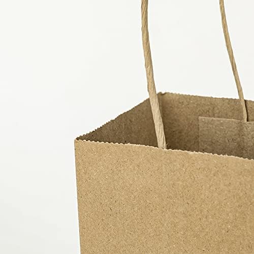 Svaki 100 Pakovanje male smeđe & amp; Fuchsia Kraft papir poklon kese sa ručkama Bulk