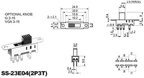 Micro prekidač 1pcs SS23E04 Dvostruki preklopni prekidač 8 PINS 3 datoteke 2P3T DP3T ručka visoki 5 mm mali klizna prekidač