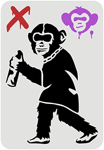 FingerInspire Banksy Graffiti Majmunski šablon 11.7x8.3inch Banken Banky Chimpanzes šablon Diy Craft Banksy Dekoracija šablona za slikanje na zidu, drvo, namještaj, tkanina i papir