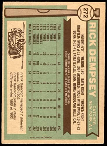 1976 O-pee-chee 272 Rick Dempsey New York Yankees NM Yankees