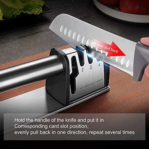 Oštrač noža, 4 u 1 Profesionalni Kuhinjski Oštrilac za noževe i oštrenje škara dizajniran za noževe za domaćinstvo svih veličina, jednostavan i siguran za upotrebu, brz i efikasan Oštrić