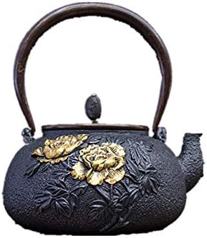 Mzxun liveno željezo čajnik crno liveno gvožđe čajnik prekrasan svijetli božur uzorak japanski čajnik čajnik kao kolekcionarstvo kompatibilan sa labavim čajem od lišća