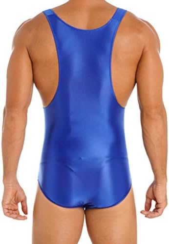 Yizyif Muški kupaći kostimi sjajni bez rukava Slim Fit Bodysuit okrugli vrat Donje rublje Mankini