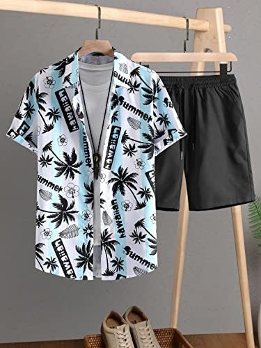 FDSUFDY Dvije komadne odjeće za muškarce Muška slova i kokosovo košulje i kratke hlače bez tima