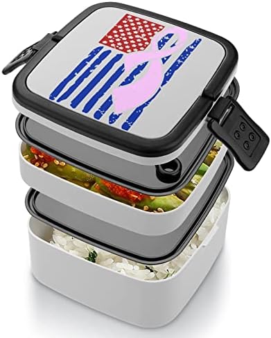 Traka za svijest američka zastava dvostruko Slaganje Bento kutija za ručak višekratna posuda