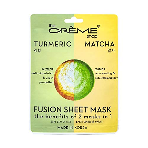 The Crème Shop Natural Essence Fusion maska za lice-korejska njega i hidratantna krema za kožu lica-Turmeric & amp; Matcha 5 Set listova
