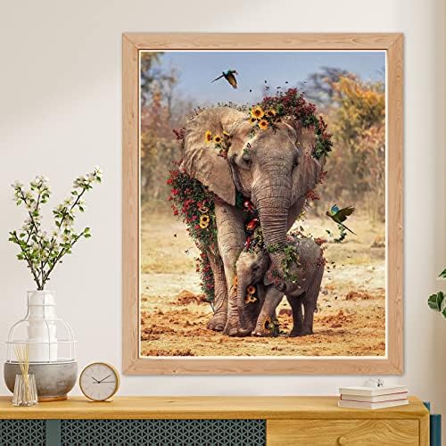 CEOVR Elephants Birds and Flowers diamond painting Kits for Adults & amp ;Kids diy Diamond Art Painting with Round Diamonds Full Drill Gem Art Painting Kit For Home Wall Decor Gifts