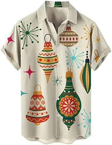 Wocachi božićni gumb dolje majice za muške kratki rukav smiješni Xmas Santa Claus Print casual party dizajnerska