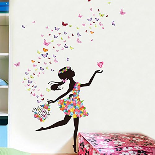 Wallpark romantična plesačica cvijet Vila leptir uklonjiva zidna naljepnica Naljepnica, djeca